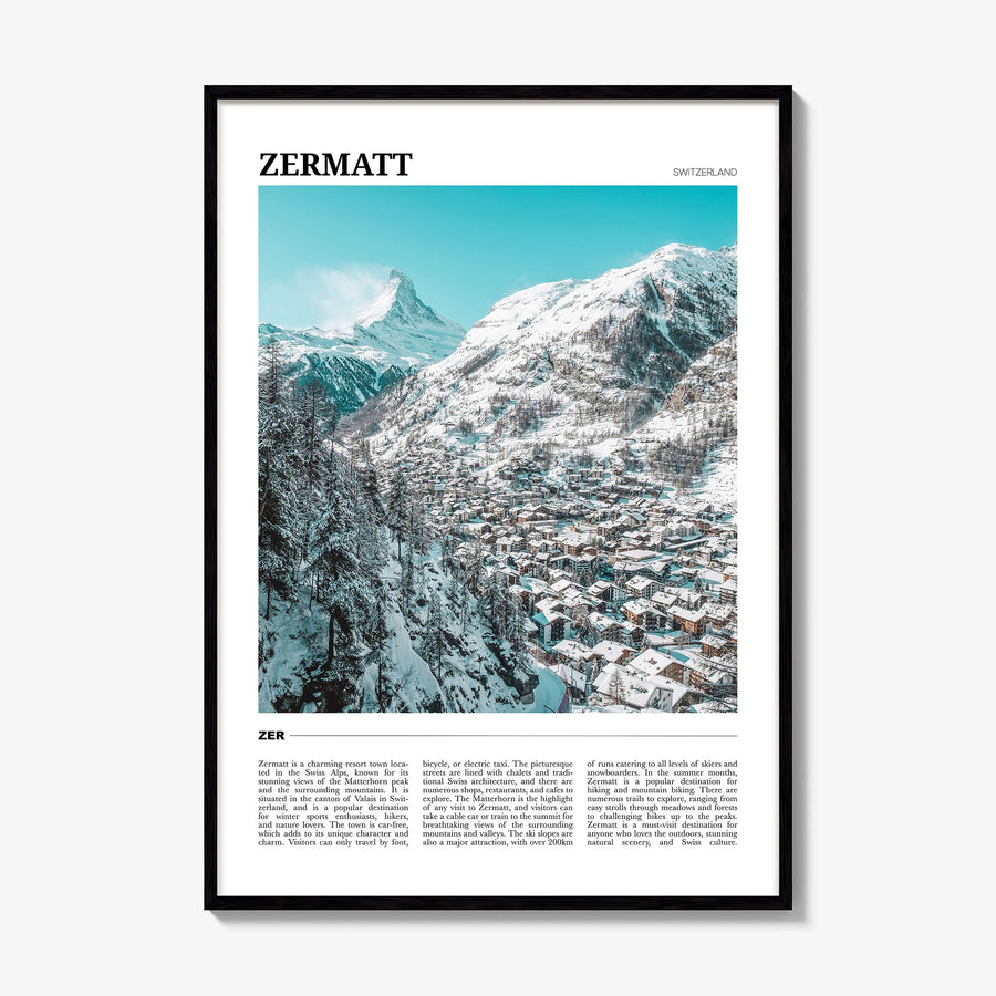 Zermatt Travel Poster, framed poster mockup
