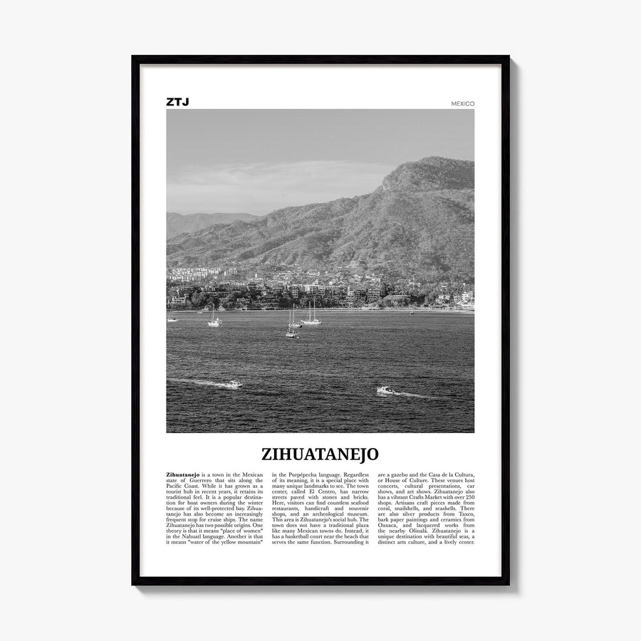 Zihuatanejo Newspaper Poster, framed poster mockup