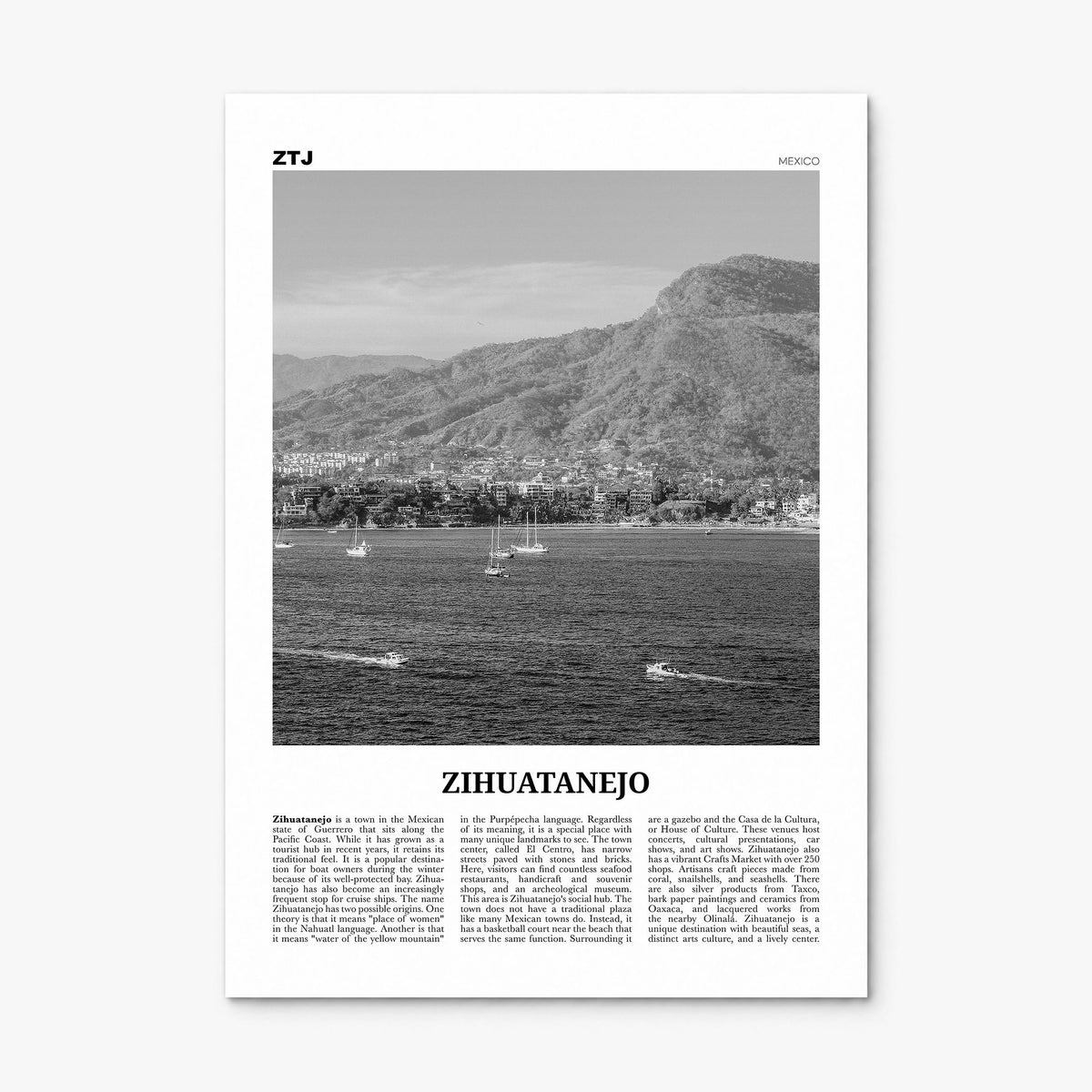 Zihuatanejo Newspaper Poster, print only (unframed)
