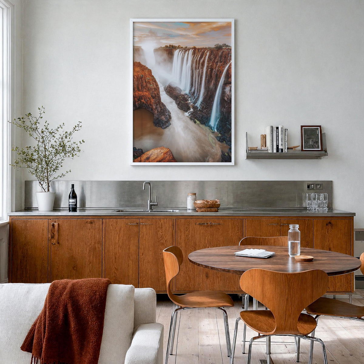 Zimbabwe colorful photo poster of Africa – vertical wall art in white wood frame, hanging on wall