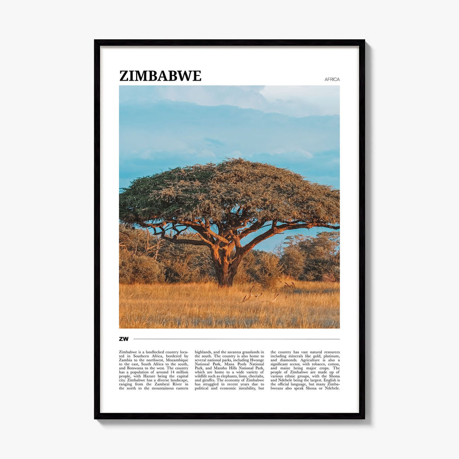 Zimbabwe Travel Poster, framed poster mockup