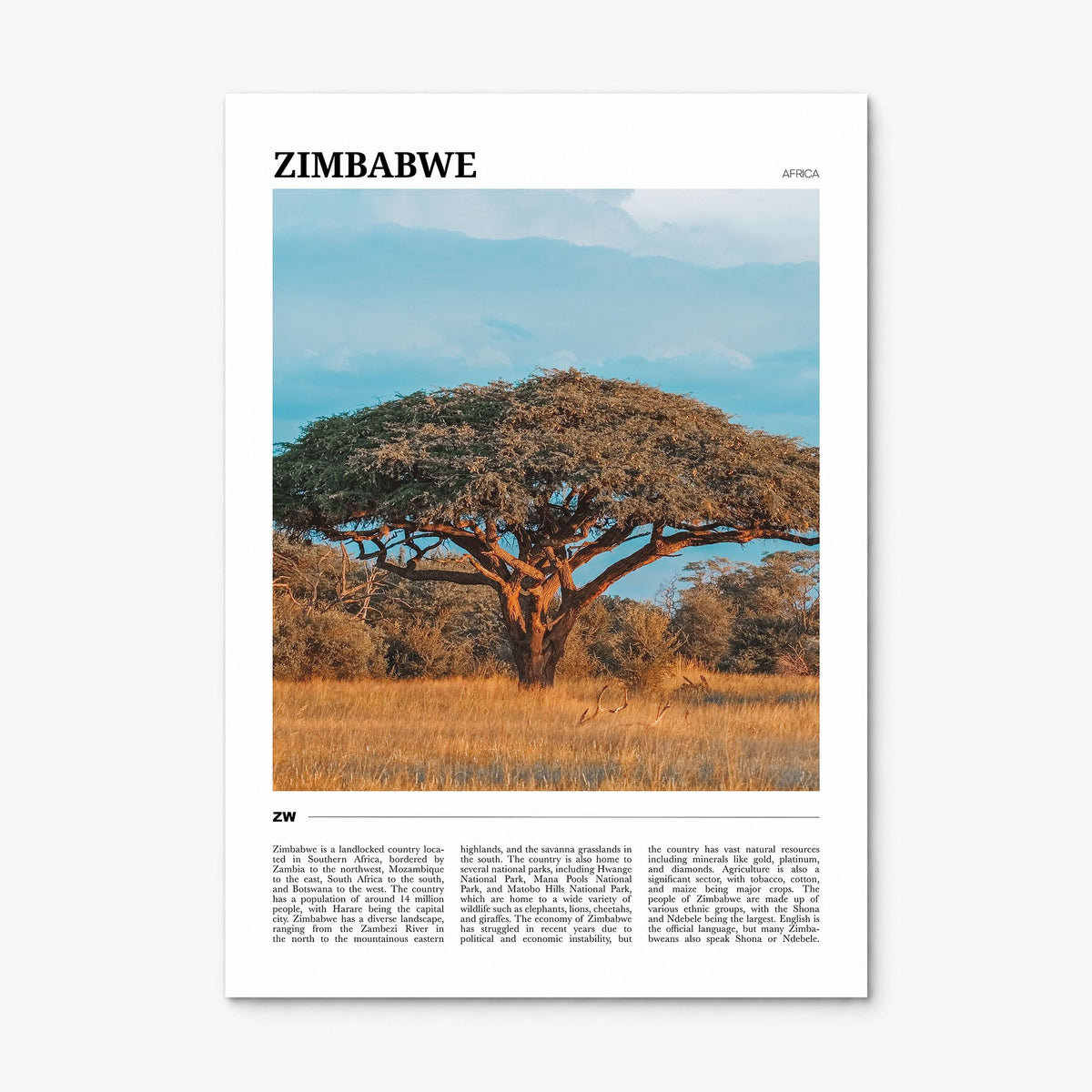 Zimbabwe Travel Poster, print only (unframed)