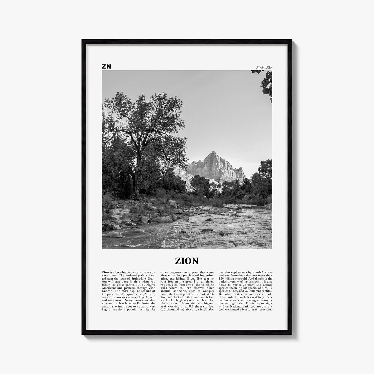 Zion National Park Newspaper Poster