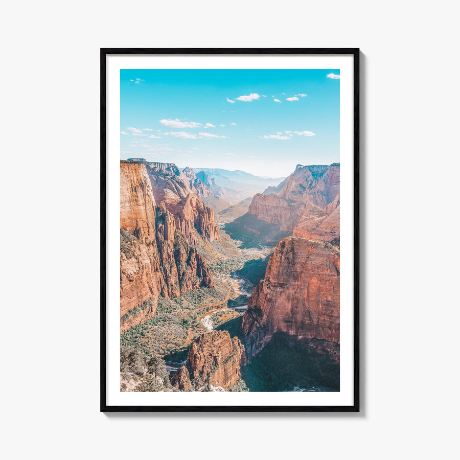 Zion National Park colorful photo poster of Utah, USA – vertical wall art, unframed print shown in interior mockup