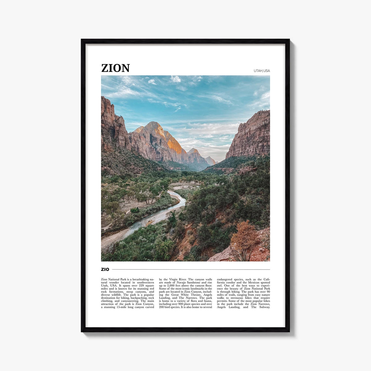 Zion National Park Travel Poster