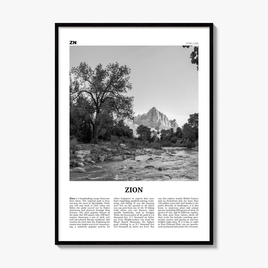 Zion National Park Newspaper Poster, framed poster mockup