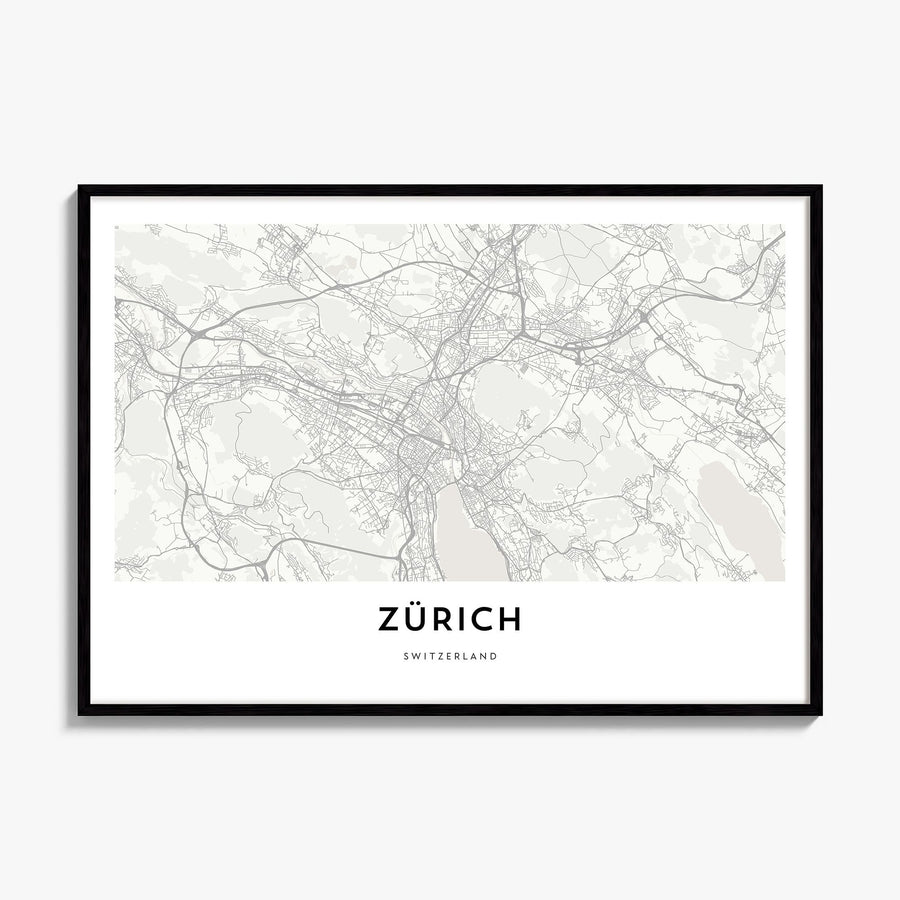 Zurich Map Poster, framed poster mockup