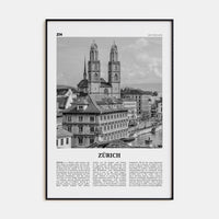 Zürich Poster Black Metal / 8x12 in Nbourhood Travel B&W Poster